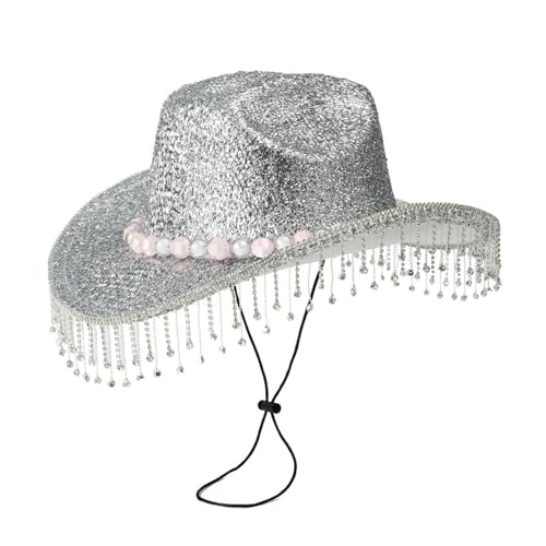 Fcnjsao Strassstones Quasten Cowboy Hüte Glitzerten Für Junggeselle Party Glitzer Für Clubbühnenbar von Fcnjsao