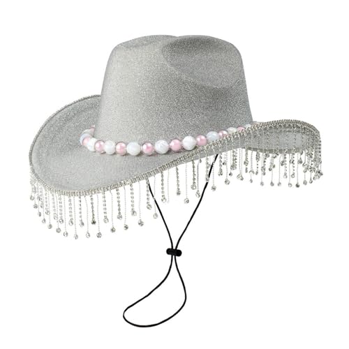 Fcnjsao Strassstones Quasten Cowboy Hüte Glitzerten Für Junggeselle Party Glitzer Für Clubbühnenbar von Fcnjsao