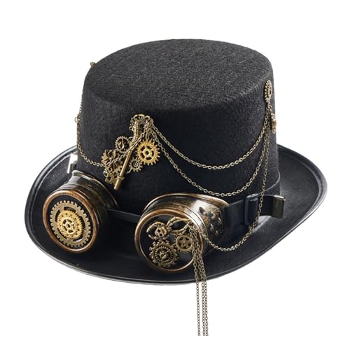 Fcnjsao Unisex Top Hat Industrial Age HandMade Gear Cosplay Für Handgefertigte Party Industrial Age Goggles Top von Fcnjsao