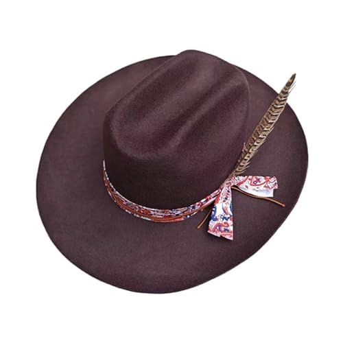 Fedoras Für Maskeraden Vintage Wolle Jazzy Mit Stoff Blumenband Erwachsener Konzert Kostümzubehör Kopfbedeckung Kopfstück von Fcnjsao