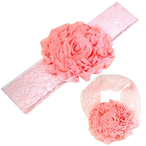 Fcuajdkq Neue Spitze-Stirnband-Baby-Stirn kleines Maedchen Haarband mit Glitzer-Blumen - rosa von Fcuajdkq