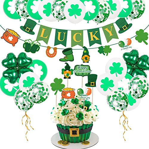 Fcuajdkq 'S Tag Balloon Dekoration und Arrangement Supplies Irish Theme Feiertag Klee Banner Balloon Set A von Fcuajdkq