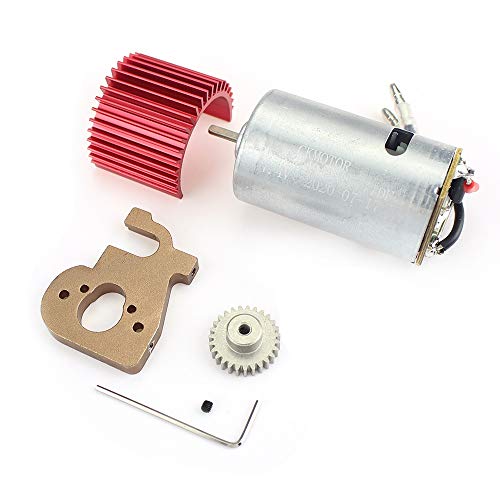 Fcuajdkq für 124019 124018 1/12 RC Auto Upgrade Teile 550 GebüRsteter Motor mit Basis KüHlung KüHlköRper ZubehöR,Rot von Fcuajdkq