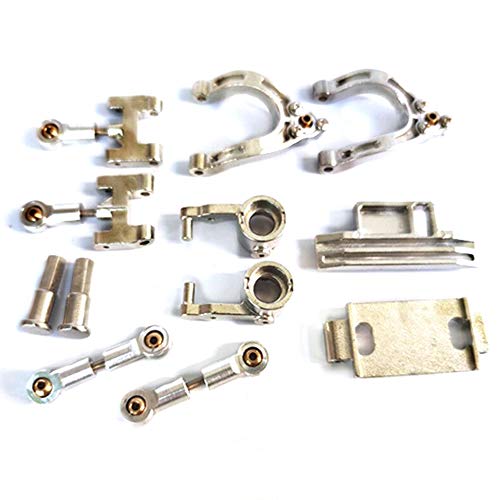 Fcuajdkq für D12 1/10 RC Auto Upgrade Teile Obere Untere Schwinge Lenk Becher Achs Schenkel Adapter Set ZubehöR, Silber von Fcuajdkq