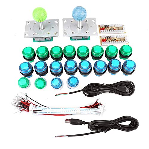 20 LED -Schaltflächen -Kit mit 2 Joysticks & Zero Delumy USB -Encoder - Illumined Game Controller Set für PC, Mame 1UP -Schrankmods von Fdit