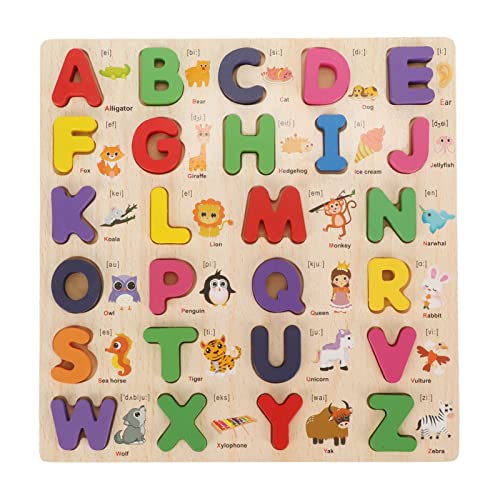Alphabet-Puzzle, Kognitives Puzzlebrett mit Holzbuchstaben, Englisch-Lehrspielzeug mit Eingebetteter Rille, für ab 3 Jahren von Fdit