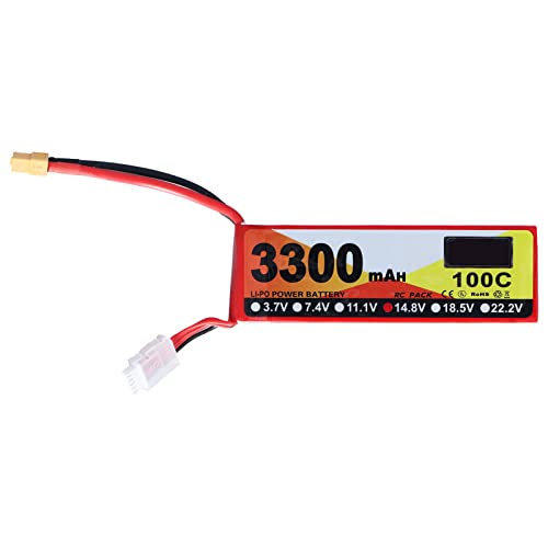 Fdit 3300mAh Lipo Akku, 100C Entladerate 14,8V 4S XT60 Plug RC Akku NetzteilGeeignet für RC-Hubschrauber-Automodelle von Fdit