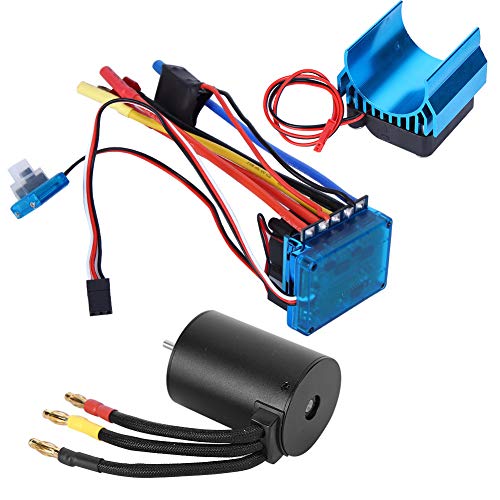 Fdit 3650 Motor Bürstenloser Regler 3100 KV Kühlkörper-Set 1/10 RC-Automodell-Zubehör RC-Hobby-Legierung 1 X Motor ESC-Kühlkörper für RC-Enthusiasten (60A) von Fdit