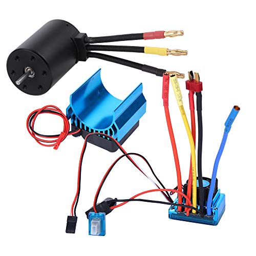 Fdit 3650 Motor Bürstenloser Regler 3100 KV Kühlkörper-Set 1/10 RC-Automodell-Zubehör RC-Hobby-Legierung 1 X Motor ESC-Kühlkörper für RC-Enthusiasten (80A) von Fdit