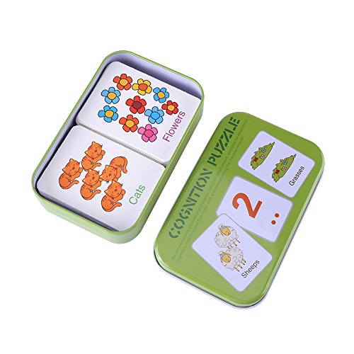 Fdit Lernkarte,Flash Karten Early Learning Enlightment Spielzeug Karte mit Eisen Box geeignet für Kinder Kinder Kleinkinder Match Spiel, Puzzle Karten #1 von Fdit