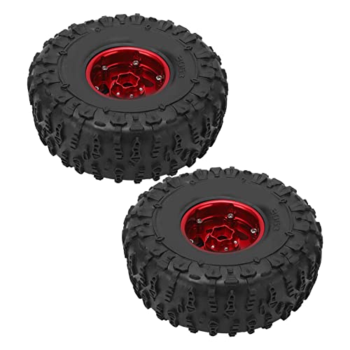 Fdit Langlebige 1,9-Zoll-RC-Crawler-Räder mit Hervorragendem Grip für Axial SCX10 1/10, Premium-Material, 2er-Pack Reifen (rot schwarz) von Fdit