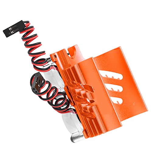 Fdit Lüfter, Motorkühlung, Kühler, Aluminium-Kühlkörper, Leistungsstarker Motorkühler für 1/8 RC-Car, Langlebiges Material, Kontrolltemperatur, für Summit E-, ARRMA (ORANGE) von Fdit