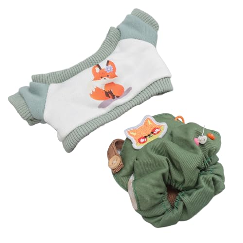 Fdit Nettes Puppen-T-Shirt und Overalls für 8-Zoll-Plüschpuppen, Plüschpuppenkleidung mit Dress-up-Accessoires, Ideales für, Hergestellt aus Premium-Baumwollmaterial (Green) von Fdit