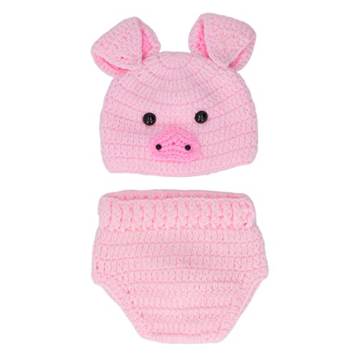 Fdit Neugeborene Fotografie Requisiten Niedliches Tierkostüm Unisex Set Kleines Schweinchen Muster Fotografie Requisiten Kostüm Set Geeignet für 0-3 Monate Baby(Rosa) von Fdit