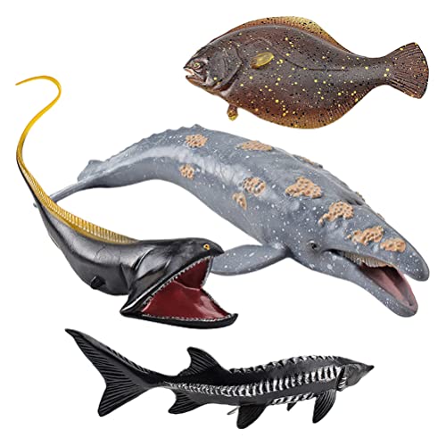 Fdit Statuen, 4pcs Simulation Tiefsee Leben Tiere Figuren Aktive Pose Marine Species PVC -Tiere Modell für Kinderagination, Umweltbewusstsein Bildung (4 Ozean-Biomodell) von Fdit