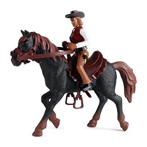 Figur Westernfiguren Spielzeug Pferdespielzeug Kunststoffpferd, Hohe Simulation Lebensechte Details Actionfigur mit Beweglichen Gelenken für (Schwarzes Pferd) von Fdit