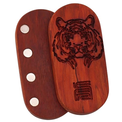 Magnetisches Finger-Slider-Spielzeug, Padauk-Holz, Unruhiges Finger-Spielzeug, Dekompressionsspielzeug aus Holz, Stressabbau, ADHS, Büro-Zappelspielzeug (Tiger Kopf Dichtung) von Fdit