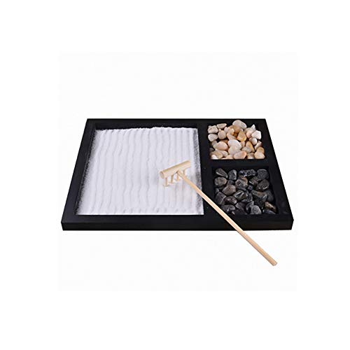 Mini Zen Garden Tischdekoration mit Schmelzen Sie den Stress Weg und Genießen Sie Sensorisch-Soothing Entspannung, Sand, Raken, Felsen für Heimbüro (Black) von Fdit