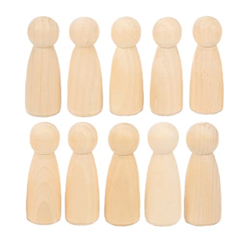 Unfertiges Puppen-Set aus Holzklammern: Packung mit 10 Glatten und Gratfreien Puppenfiguren für DIY-Bastelprojekte (75MM großes Mädchen) von Fdit