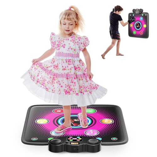 Fdlscpem Tanzmatte Spielzeug für Kinder, Bluetooth Tanzmatte mit Boxfunktion für Mädchen Jungen Alter 3 4 5 6 7 8 9 10 Jahre, 6 Spielmodi LED Musik Tanzmatte Weihnachten Geburtstag Kinder Spielzeug von Fdlscpem