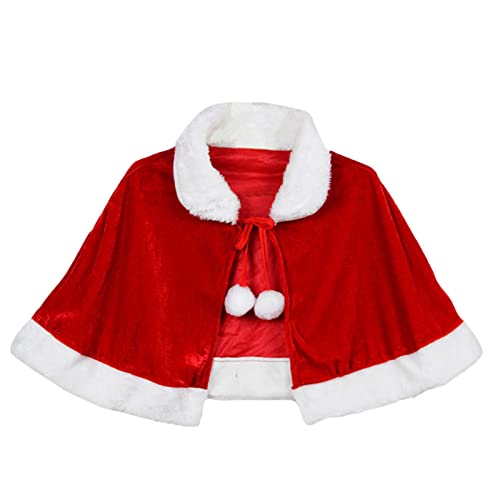 FeMereina Roter Samt-Umhang für Weihnachten, Weihnachtsmann, Umhang für Halloween, Karneval, Cosplay, Kostüm für Kinder mit Hut (Umhang für Erwachsene, Einheitsgröße) von FeMereina