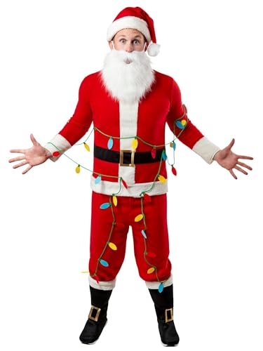 FeMereina Weihnachtsmann-Kostüm für Herren, Weihnachtsmann-Anzug, Erwachsene, professionell, Deluxe, roter Samt, Weihnachtsmann-Outfit, Cosplay (Rot, XXL) von FeMereina