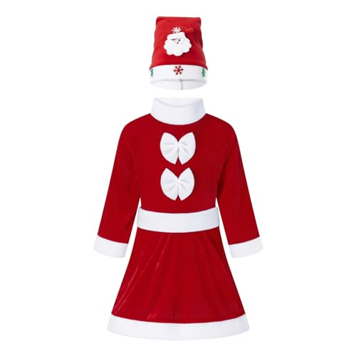 FeMereina Weihnachtsmann-Kostüm für Jungen, Weihnachtsmann-Kostüm, Cosplay-Partyanzug für Jungen, Kinder, mit Hutgürtel, Weihnachten Cosplay (Rot, Mädchen 1, 2-3T) von FeMereina