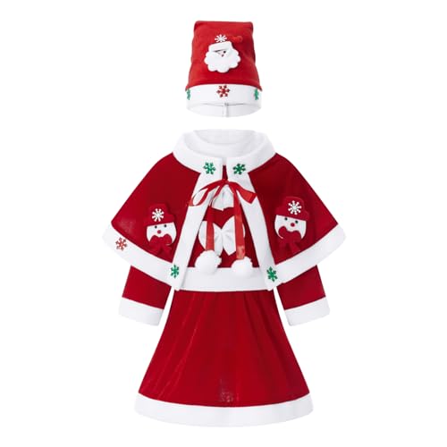 FeMereina Weihnachtsmann-Kostüm für Jungen, Weihnachtsmann-Kostüm, Cosplay-Partyanzug für Jungen, Kinder, mit Hutgürtel, Weihnachten Cosplay (Rot Mädchen 2, 2-3T) von FeMereina