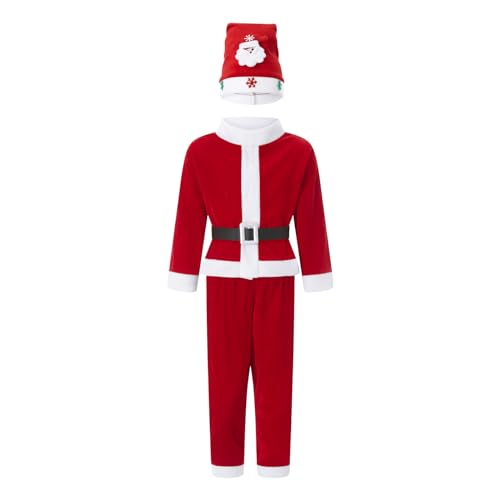 FeMereina Weihnachtsmann-Kostüm für Kinder, Weihnachtsmann-Kostüm, Cosplay, Partyanzug für Jungen, Kinder, mit Hutgürtel, Weihnachten Cosplay (rote Jungen, 5–7 Jahre) von FeMereina