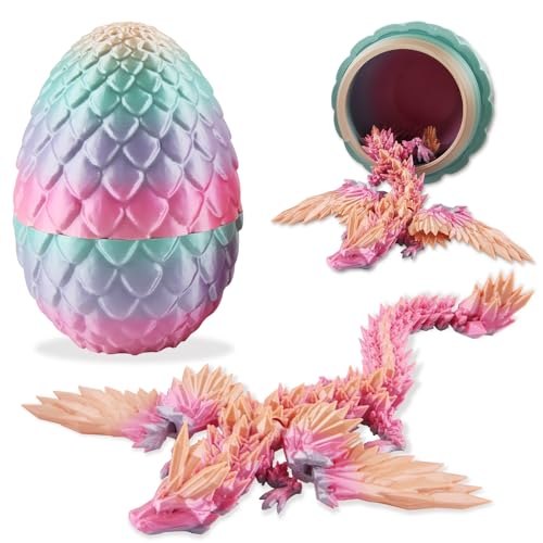 FePen 3D Gedrucktes Drachenei Beweglicher Drache Dracheneier mit Drachen im Inneren Drachenei Spielzeug Drachenspielzeug für Kinder, Jungen und Mädchen(Candy Color Wings) von FePen