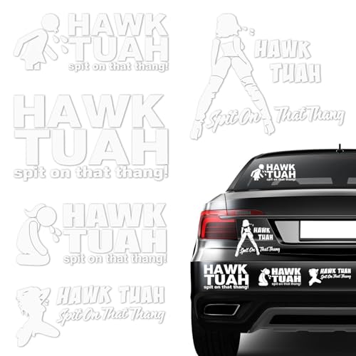 FePen Hawk Tuah Aufkleber, HAWKS Tuah Spit on That Thing, Autoaufkleber, 5 Stück Hawk Tuah Sticker, Lustige Autoaufklebe, Wasserdicht, Interessant, für Autos, Lkws, Laptops von FePen