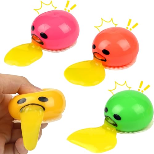 Feaolala Erbrechendes Ei Squeeze Toys 4 STK The Puking Ball, Eigelb Druck Ball Kotzen Eigelb-Stressball Erbrechen & Saugen Entlasten Sie Stress Spucken Eigelb (4 STK) von Feaolala