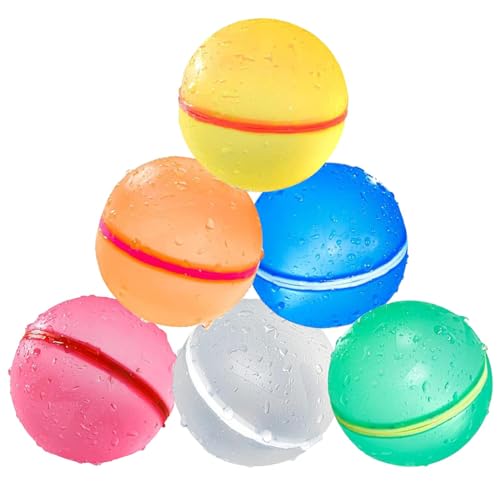 Feaolala Wiederverwendbare Wasserbomben Reusable Water Balloons Selbstdichtende Silikon Wasserballons Schnell befüllbare Spritzbälle Wasserspielzeug Geschenk für Kinder Sommer Draussen (6 STK) von Feaolala