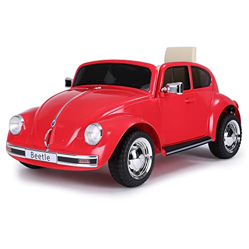 FEBER - Beetle Red 12V R/C, 1-sitziges Elektroauto, Funkfernsteuerung, Fahrzeugdetails: Scheinwerfer mit Licht, 2 Gänge, elektrisches Gas und Bremse, ab 3 Jahren, FAMOSA (800013448) von Feber