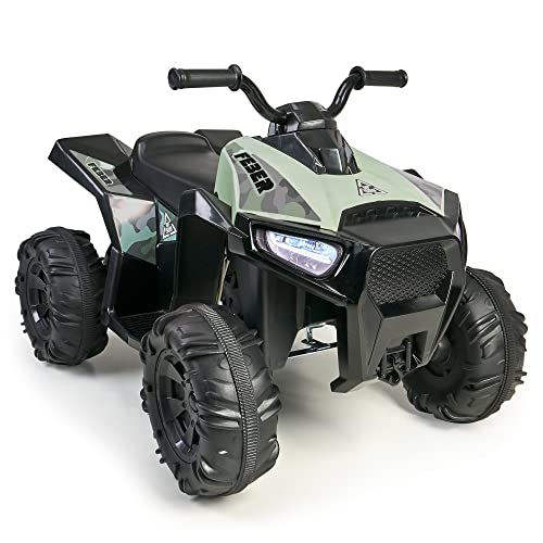 FEBER - Elektrisches Quad Boxer | 12V Batterie, Vorwärts- und Rückwärtsgang, Bremse, bis zu 5 km/h, inklusive Ladegerät, 45 min Spielzeit - 3 bis 5 Jahre - Grün von Famosa