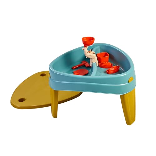 FEBER - Casual Play Table, 3-in-1-Spieltisch für Kinder, geeignet für den Außenbereich Mit drei Fächern für Wasser, Sand und Zeichnungen, inklusive Spielzubehör Geeignet ab 2 Jahren, Famosa (FEU14000) von Feber