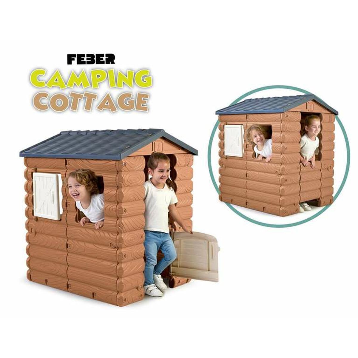 Kinderspielhaus Feber Camping Cottage 104 x 90 x 1,18 cm von Feber