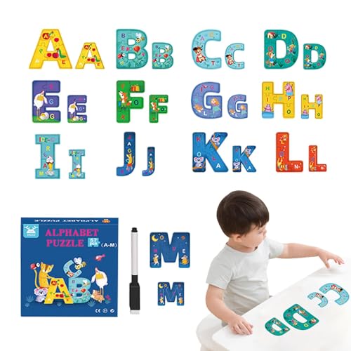 Fecfucy Alphabetspielzeug für Kinder, Buchstabenpuzzle - 57-teilige Alphabet-Lern-Papierpuzzles - Lernaktivitäten im Vorschulalter, Lernspielzeug, interaktive Kleinkind-Puzzles für Kinder von Fecfucy