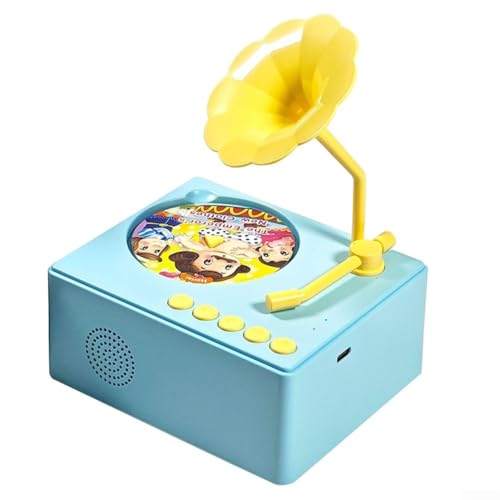 Feegow Grammophon-Musik-Player für Kinder, mit 96 Geschichtenkarten für Spaß beim Lernen und Musikerkunden, frühes Lernspielzeug für Kinder (blau) von Feegow