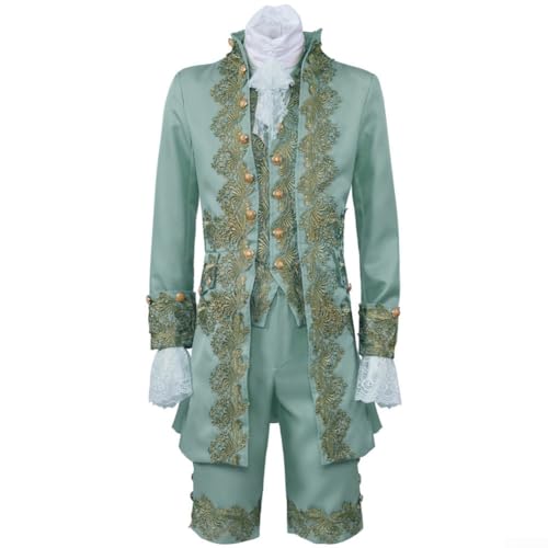 Feegow Viktorianisches Herren-Kostüm, Halloween, mittelalterliches viktorianisches Kostüm, Herren, Hof-Stil, Prinz, Halloween, Cosplay, Outfit-Set (M, Grün) von Feegow