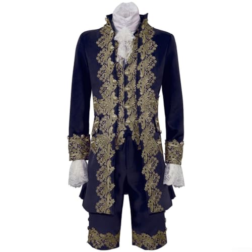 Feegow Viktorianisches Herren-Kostüm, Halloween, mittelalterliches viktorianisches Kostüm, Herren, Hof-Stil, Prinz, Halloween, Cosplay, Outfit-Set (S, Blau) von Feegow