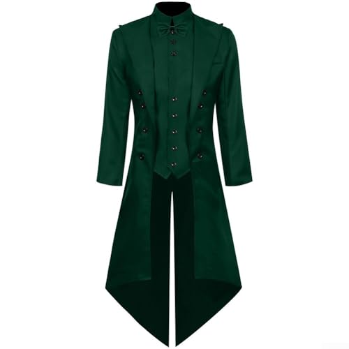 Herren-Frack im Retro-Renaissance-Gothic-Stil, Steampunk-Jacke, mittelalterliches viktorianisches Cosplay-Kostüm, Mäntel, Halloween-Kostüm, Piratenkostüme, Outfits für Erwachsene, Größe M, Grün von Feegow