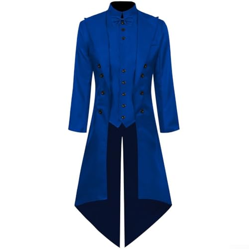 Herren-Frack im Retro-Renaissance-Gothic-Stil, Steampunk-Jacke, mittelalterliches viktorianisches Cosplay-Kostüm, Mäntel, Halloween-Kostüm, Piratenkostüme, Outfits für Erwachsene, Größe S, Blau von Feegow