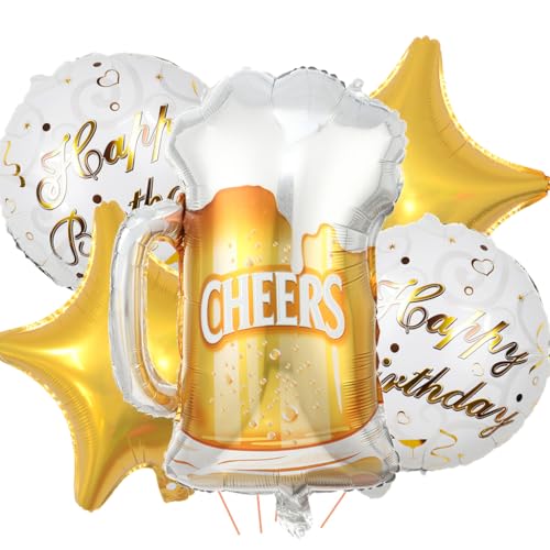 Feelairy Folienballon Bierflasche Deko, 5 Stück Luftballon Weinflasche Sektflasche Riesen Helium Ballons Bier Flasche Luftballons Happy Birthday Deko für Geburtstagsdeko Frauen Mann Party Deko von Feelairy