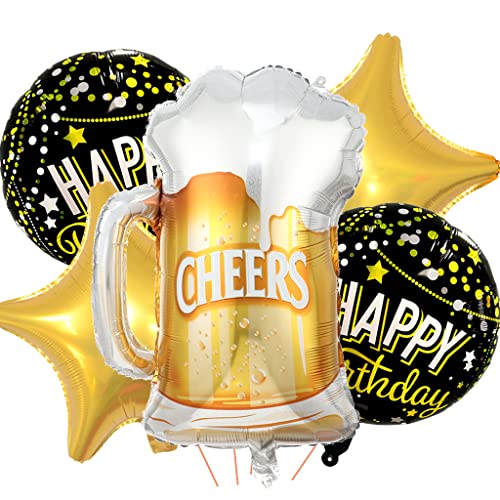 Feelairy Folienballon Bierflasche Deko, 5 Stück Luftballon Weinflasche Sektflasche Riesen Helium Ballons Bier Flasche Luftballons Happy Birthday Deko für Geburtstagsdeko Frauen Mann Party Deko von Feelairy