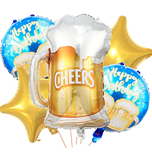 Feelairy Folienballon Bierflasche Deko, 5 Stück Luftballon Weinflasche Sektflasche Riesen Helium Ballons Bier Flasche Luftballons Happy Birthday Deko für Geburtstagsdeko Frauen Mann Party Deko von Feelairy