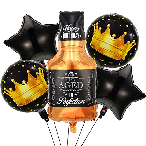 Feelairy Folienballon Whiskey Deko, 5 Stück Luftballon Weinflasche Sektflasche Riesen Helium Ballons Bier Flasche Luftballons Happy Birthday Deko für Geburtstagsdeko Frauen Mann Party Deko von Feelairy