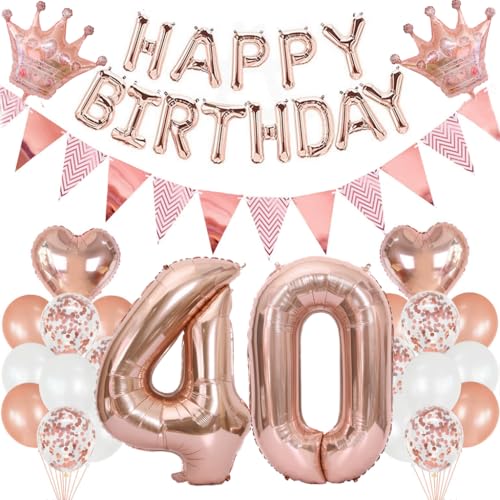Feelairy Geburtstagsdeko 40 Jahre Frau, Luftballon 40. Geburtstag Deko Frauen, Folienballon Zahl 40 Rosegold, Helium Ballons Happy Birthday Banner, Ballon 40 Deko zum Geburtstag Frauen Party Deko Feelairy Geburtstagsdeko 40 Jahre Frau, Luftballon 40. Geburtstag Deko Frauen, Folienballon Zahl 40 Rosegold, Helium Ballons Happy Birthday Banner, Ballon 40 Deko zum Geburtstag Frauen Party Deko von Feelairy