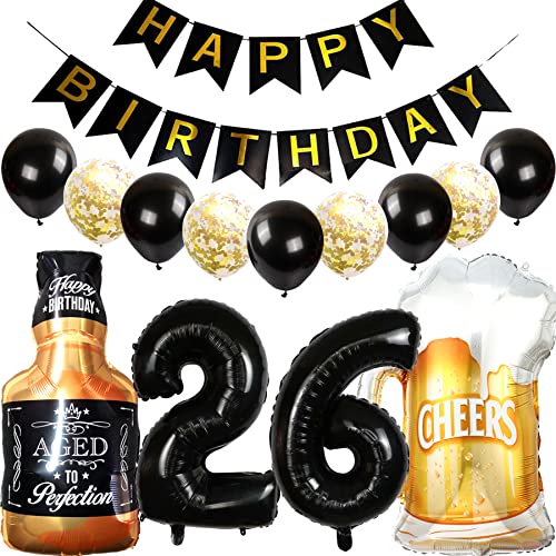 Feelairy Luftballons 26. Geburtstag Deko, Geburtstagsdeko 26 Jahre Mann Frau, Folienballon Whiskey Bierglas Ballon Weinflasche Bier Deko, Happy Birthday Banner für 26 Jahre Geburtstag Party Deko Set Feelairy Luftballons 26. Geburtstag Deko, Geburtstagsdeko 26 Jahre Mann Frau, Folienballon Whiskey Bierglas Ballon Weinflasche Bier Deko, Happy Birthday Banner für 26 Jahre Geburtstag Party Deko Set von Feelairy