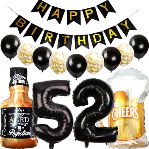 Feelairy Luftballons 52. Geburtstag Deko, Geburtstagsdeko 52 Jahre Mann Frau, Folienballon Whiskey Bierglas Ballon Weinflasche Bier Deko, Happy Birthday Banner für 52 Jahre Geburtstag Party Deko Set Feelairy Luftballons 52. Geburtstag Deko, Geburtstagsdeko 52 Jahre Mann Frau, Folienballon Whiskey Bierglas Ballon Weinflasche Bier Deko, Happy Birthday Banner für 52 Jahre Geburtstag Party Deko Set von Feelairy